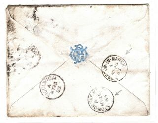 GB GIBRALTAR Cover Glos Cotswolds Woolwich Moreton - in - Marsh 1883 EA52 2