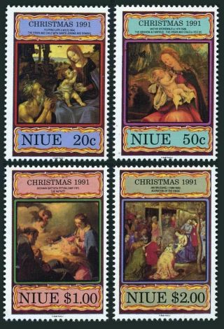 Niue 599 - 602,  603 Sheet,  Mnh.  Mi 777 - 780,  Bl.  119.  Christmas 1991.  Filippino Lippi,
