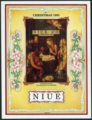 Niue 599 - 602,  603 sheet,  MNH.  Mi 777 - 780,  Bl.  119.  Christmas 1991.  Filippino Lippi, 2