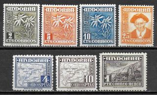 Spanish Andorra Stamps 1951 Mi 52 - 58 Mlh Vf
