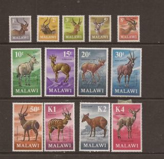 Malawi 1971 Antelopes Mounted Set Of Stamps