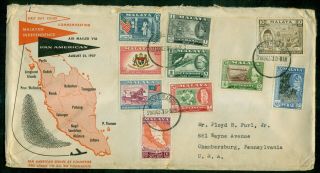 1957 Malayan Independence First Day Cover/pan American Fight Cover