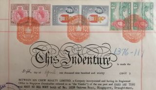 Malaya Straits Settlements Singapore Qeii Revenue Document Stamps