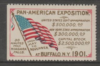 Usa Cinderella Stamp N 7 - 9 - - Buffalo Pan American - Mnh Slight Disturb Gum