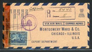 Nicaragua Postal History: Lot 156 1943 Reg Censor Managua - Chicago $$$
