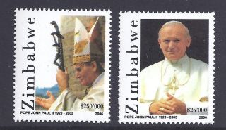 Zimbabwe,  2006,  Pope John Paul 11,  Sg 1185 - 86,  Mnh Set 2