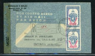 Nicaragua Postal History: Lot 154 1944 Reg Censor El Bluff - Argentina $$$$