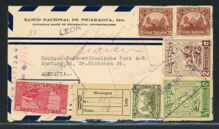 Nicaragua Postal History: Lot 152 1938 Reg Bank Cover Leon - Hamburg $$$