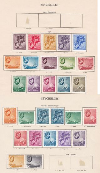Seychelles.  1938 - 49.  Sg 135 - 149,  2c To 5r.  Mounted.