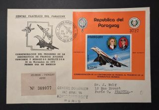 Paraguay First Flight Cover Concorde Asuncion To Paris France 1972 Large Cover