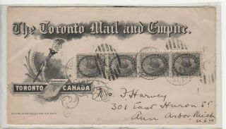 Canada Cover Wit Strip Of 1.  2 C Qv To Ann Arbor Mich;