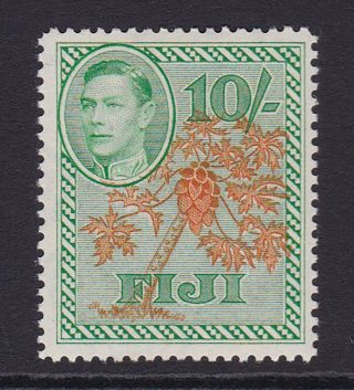 Fiji.  Sg 266a,  10/ - Orange & Emerald.  Mounted.