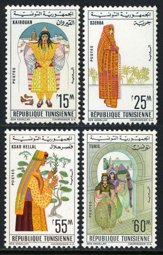 Tunisia 414,  416,  420 - 421,  Mi 623 - 626,  Mnh.  Women In Costumes,  1963