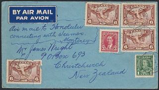 Canada 1937 Registered Airmail Cover To Zealand Via Hong Kong / Sydney.  B616