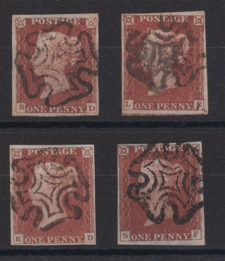 Lot:31942 Gb Qv 1841 1d Red Brown Imperf Selection With Maltese Cross Cancels