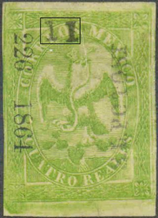 Me0626.  Mexico.  1864 - 1866.  Eagle.  4r.  Slp.  226 - 1864.  Sub11 (1865).  Tula De T.  Mog/hr.