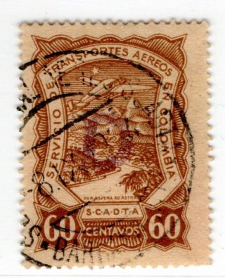 Denmark - Colombia - Scadta Consular 60c Stamp W/ Secret Dot - Sc Cld19 Rrr