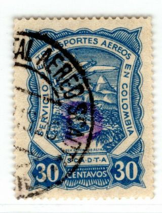 Denmark - Colombia - Scadta Consular 30c Stamp W/ Secret Dot - Sc Cld17 Rrr