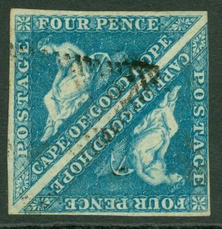 Sg 6a Cape Of Good Hope 1855 - 63.  4d Blue Pair.  Very Fine,  Almost Full.