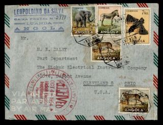 Dr Who 1954 Angola To Usa Multi Franked Air Mail C132831