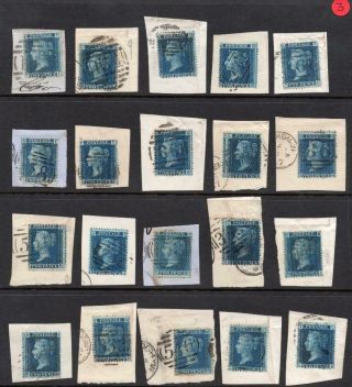 Qv Sg45 2d Blue Plate 9 On Piece X 20 Stamps Lot 3