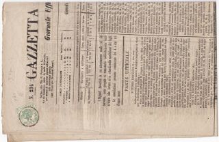 Lombardy Venetia 1856 Newspaper Stamped 2 Kr Canc.  Spedizione Gazzette