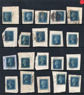 Qv Sg45 2d Blue Plate 9 On Piece X 20 Stamps Lot 1