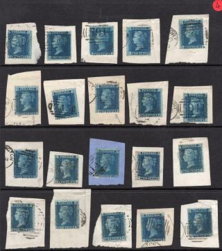 Qv Sg45 2d Blue Plate 9 On Piece X 20 Stamps Lot 4