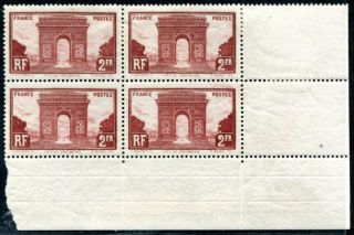France 263 Corner Block Of 4,  Two (2) Nh,  A Highlight Block Of Four
