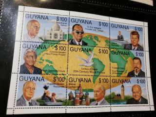 Guyana $100 Stamps John F.  Kennedy Churchill Sheet