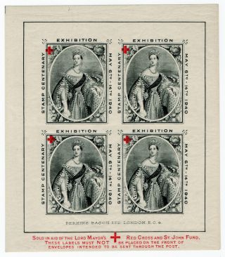 (i.  B) Cinderella : Perkins Bacon & Co Ltd - Stamp Centenary 1940 (red Cross Op)