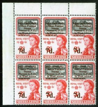 Sierra Leone 1963 Postal Commemoration 7d Sg279/279b/279c Mnh Block Of 6