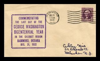 Dr Jim Stamps Us Washington Bicentennial Year Last Day Cover Hammond Indiana