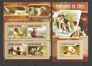 St854 2016 Guinea - Bissau Art Paintings Animals Dogs 1kb,  1bl Mnh Stamps