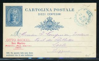 Italy Postal History Lot 908 1892 10c Pc San Marino - Le Locle Switzerland $$$
