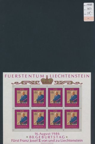 Xb67644 Liechtenstein 1986 Franz Josef Ii Xxl Sheet Mnh Cv 38 Eur