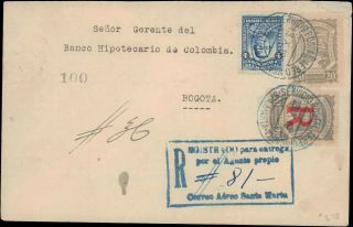 1928 Colombia Registered Multi Stamp Scadta Air Post Registered