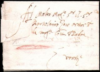 1561 - Xy Ship Letter Rota Spain To Venezia Red Mark Paid Packet Letter Stampless