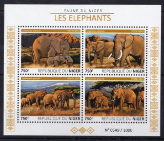 Niger 2015 - Elephants - Wild Animals Africa Fauna Nature Stamps Mnh Cf