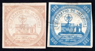 Brazil 1880th Internal Telegraph Group Of 2 Stamps 500,  1000r Mng