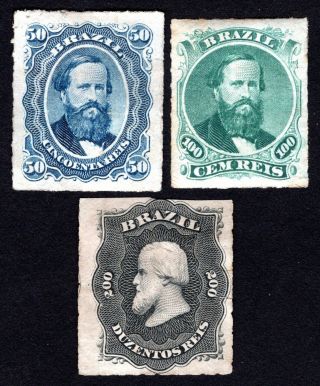 Brazil 1876 Group Of 3 Stamps Mi 32,  34 - 35 Mng Cv=290€