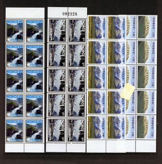 Norway 693 - 4,  729 - 30 (no939) (4) Complete Booklet Panes,  Mnh,  Vf