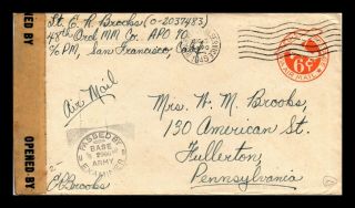 Dr Jim Stamps Us Censor Passed World War Ii Apo 70 Air Mail Cover 1945