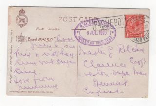 Rmsp Avon 8 Jul 1920 Posted On The High Seas Postcard Cabo Verde Paquebot 956b