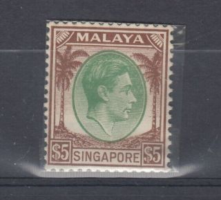 Malaya Singapore Kgvi 1948 $5 Green Brown Sg15 Mnh J4464