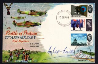 Gb 1965 Battle Of Britain Signed Douglas Bader Illustrated First Day Cover Fdc