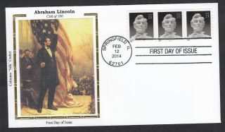 Us First Day Cover 2014 Sc 4860 Abrahan Lincoln 21c Coil,  Colorano Silk Cachet