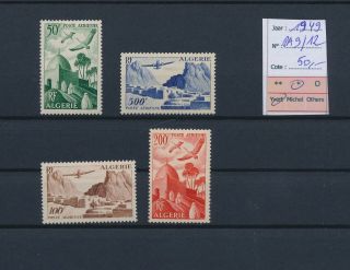 Lk80328 Algeria 1949 Airplanes & Birds Airmail Mh Cv 50 Eur