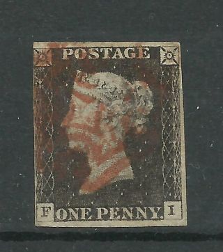 1840 Sg 2,  1d Black (fi) Stated Plate 3,  Good.