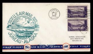 Dr Who 1940 Juneau Ak To Seattle Wa First Flight Fam 20 Air Mail C123988